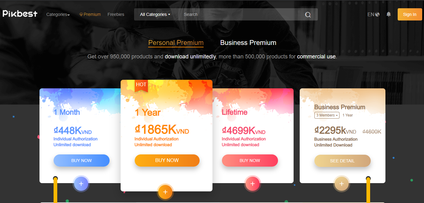 Bảng Giá Tài Khoản Pikbest Premium giá rẻ