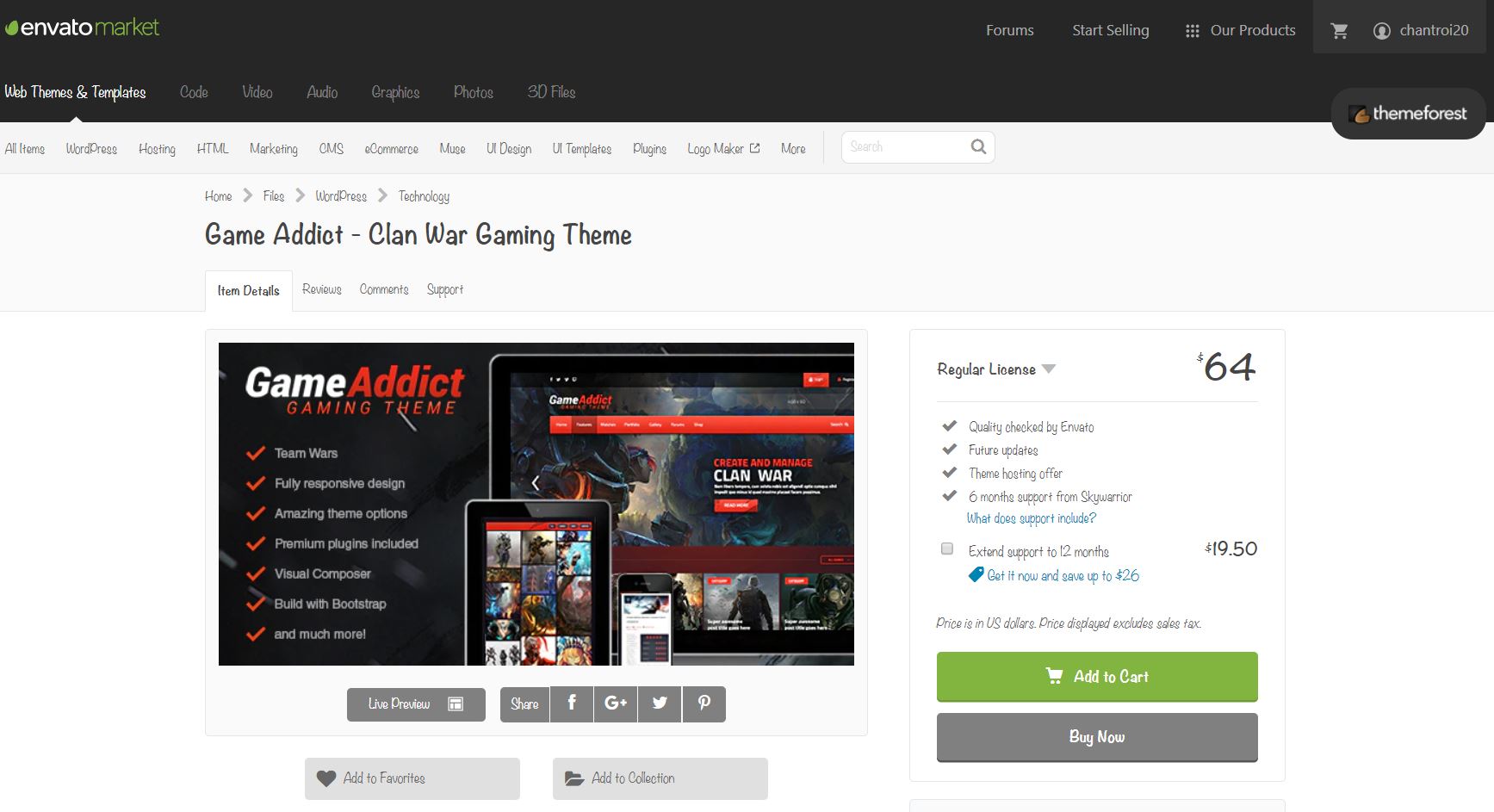 Themeforest giá rẻ WordPress Game