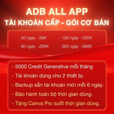 Tài khoản adobe bản quyền giá rẻ 2 thiết bị có 5000 credit generative fill