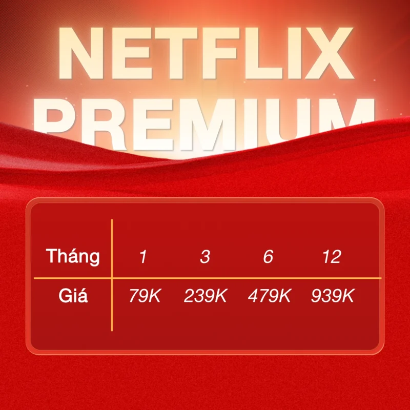 bảng giá tài khoản netflix premium giá rẻ 