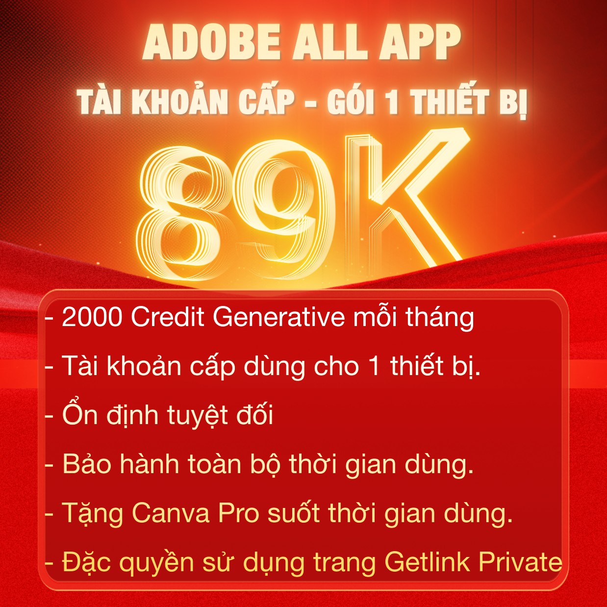 Tài Khoản Adobe Bản Quyền 1 Thiết Bị