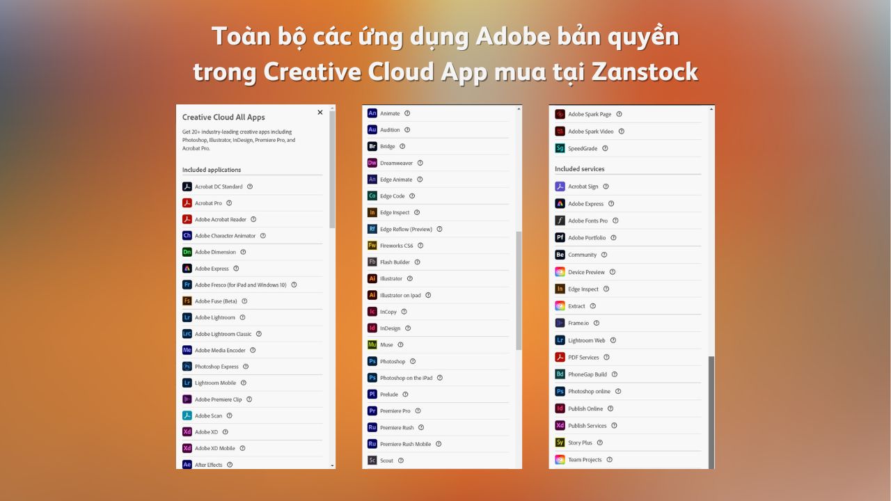toan bo adobe app ban quyen trong goi creative cloud app